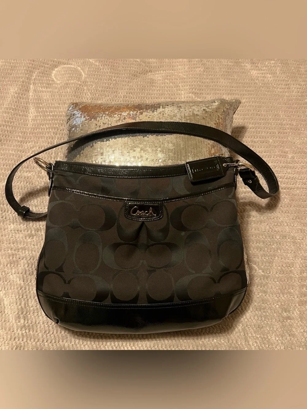 Coach Black Park Signature Canvas shoulder/  crossbody bag